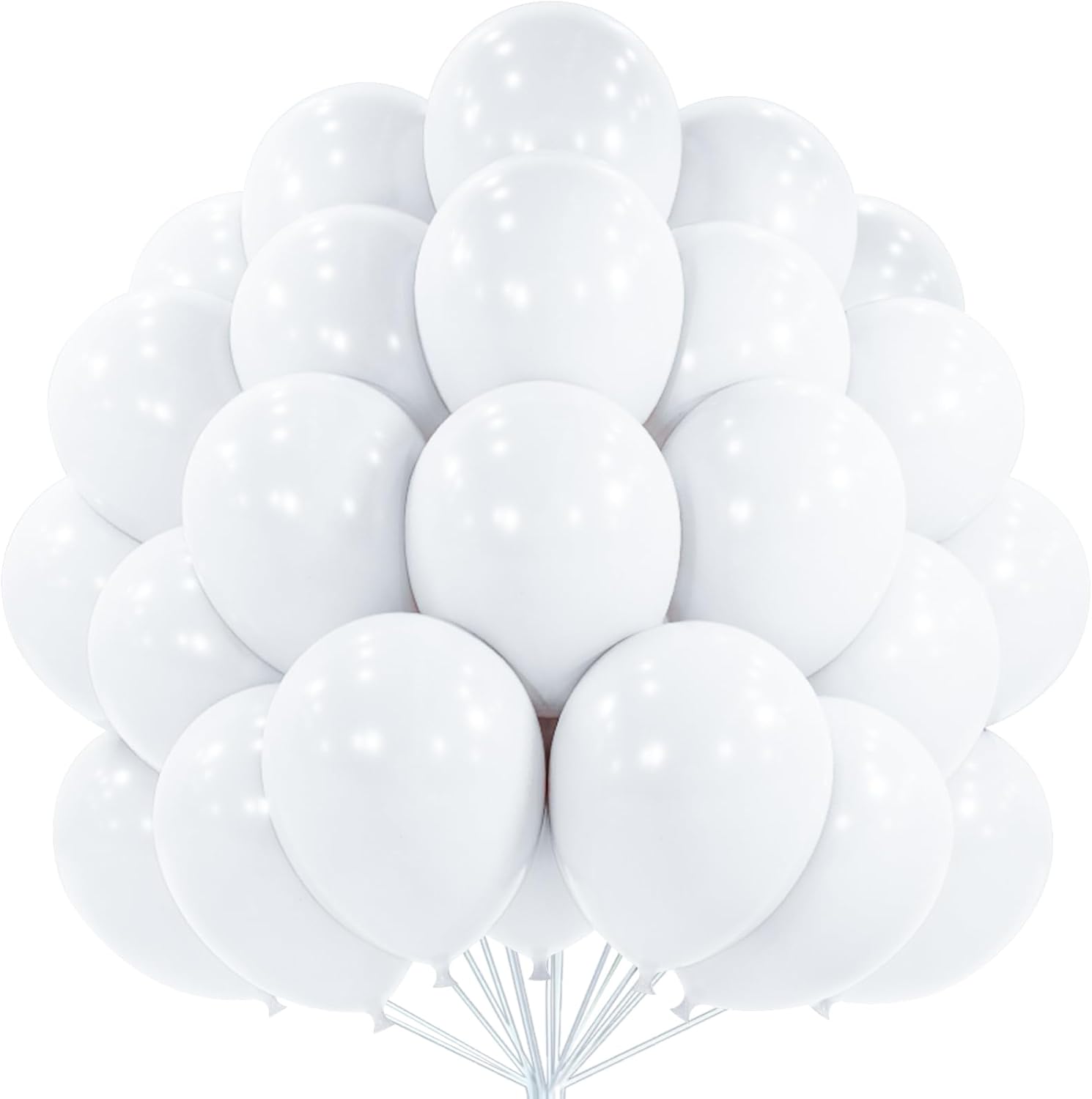 PartyWoo White Balloons 100 pcs 12 Inch Latex Helium Pastel White Balloons for Wedding Baby Shower Birthday Bridal Shower Graduation Engagement Princess Anniversary Party Decorations White-Y13