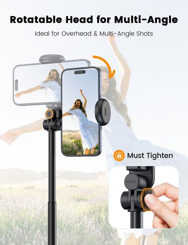 ANXRE 67.7" Selfie Stick Tripod with Light, NT99 Extendable Tripod Stand with Remote for Camera Phone Filming Vlogging, Travel Phone Tripod Compatible with Phone Camera Gopro