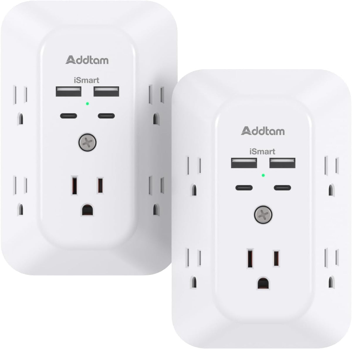 Addtam 5-Outlet USB Wall Charger Surge Protector with 4 USB Ports and 1 USB C Outlet 1800J Power Strip