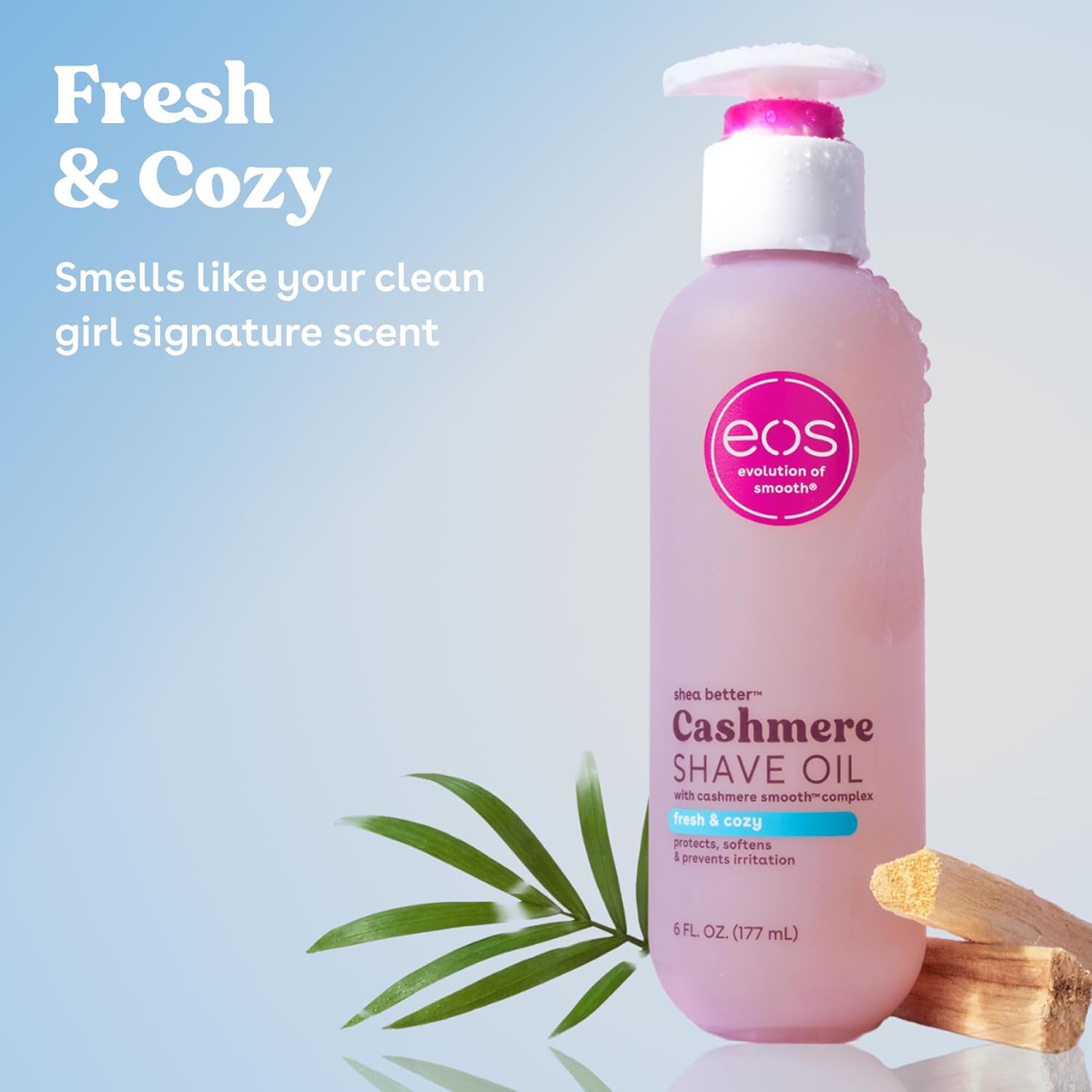 eos Cashmere Shave Oil – Fresh & Cozy, Moisturizing Shave Oil with Shea Butter & Glycerin, Helps Prevents Irritation & Razor Burn, Vegan, 6 fl oz