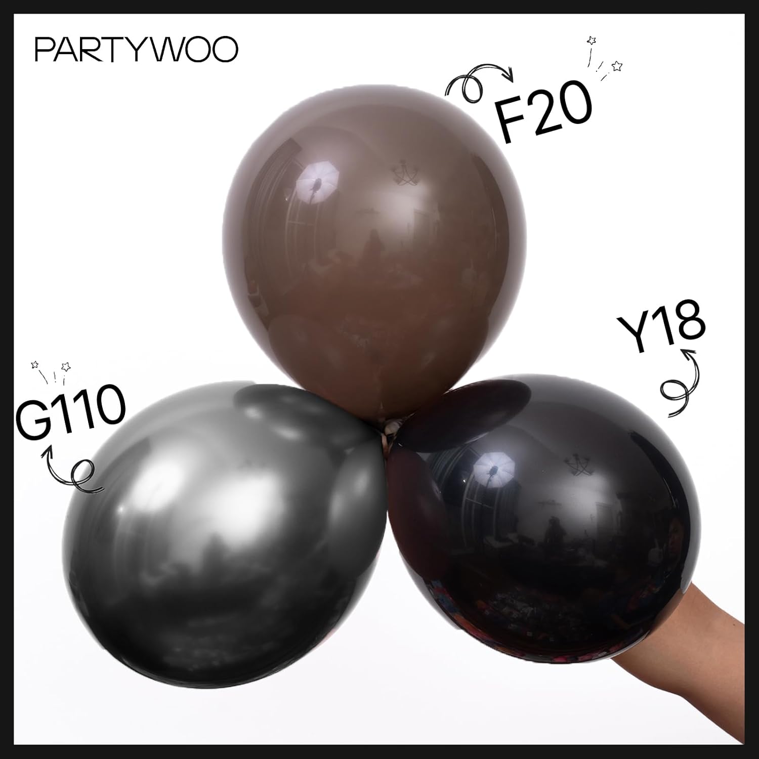 PartyWoo Black Balloons 155 pcs Different Sizes of 18 12 10 5 Inch Black Balloons Arch Kit Garland for Baby Shower Birthday Graduation Casino Gaming Anniversary Race Car Party Decorations Black-Y18