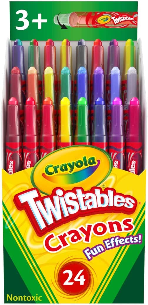 Crayola Twistables Crayons for Kids (24ct) School Supplies for Toddlers, Less Mess Coloring, Gifts for Boys & Girls, Ages 3, 4, 5