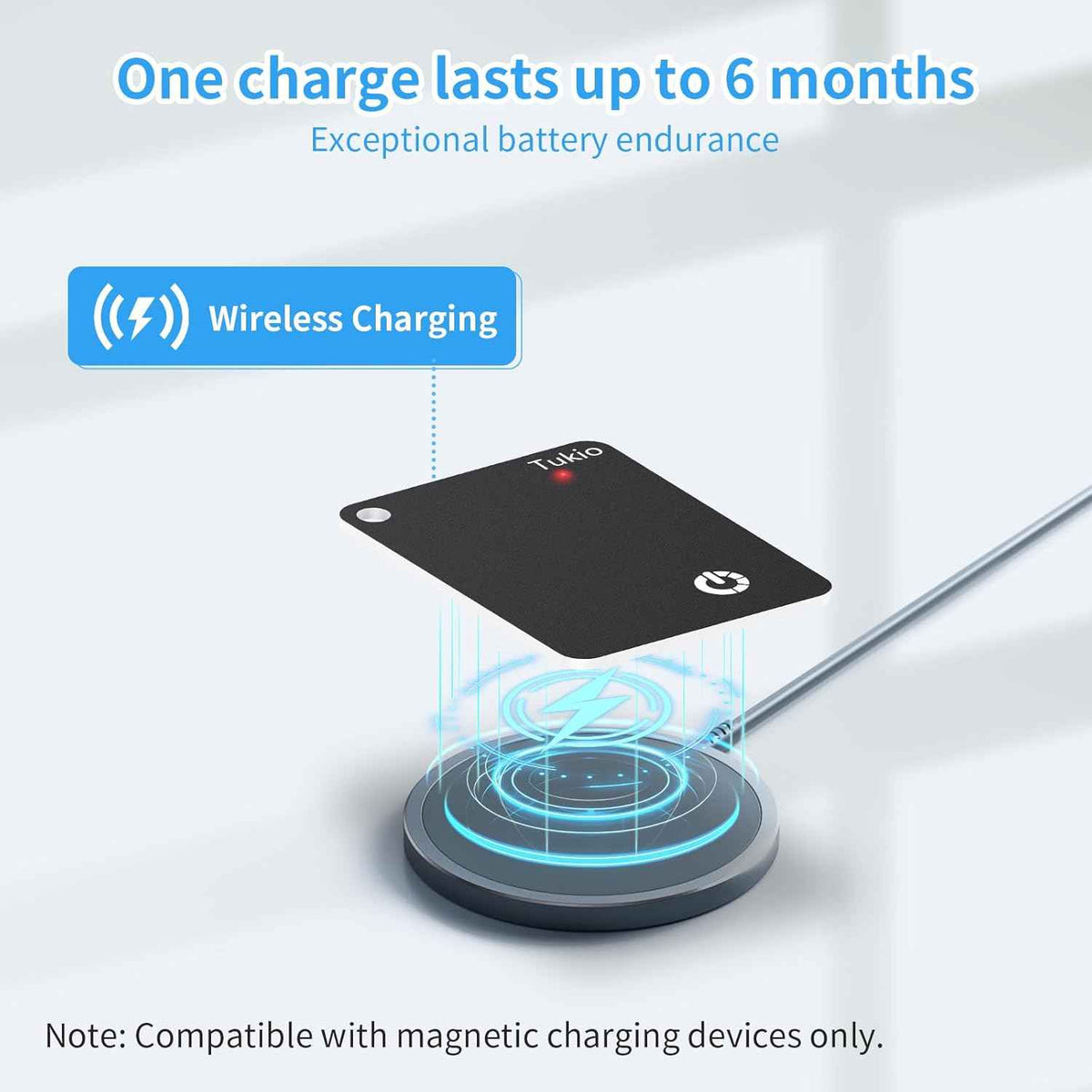 Air Smart Tag (Black) 2 Pack, Smart Tracker Card Compatible with Apple Find My (iOS only), Bluetooth Tracker with Wireless Charging, IP68 Waterproof Finder, Item Finder with Key Ring/Nylon Lanyard.