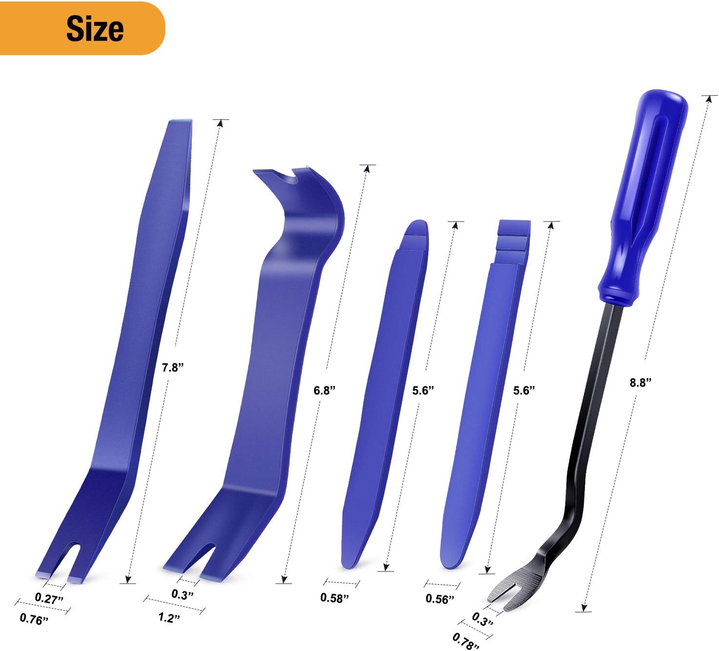 GOOACC 5PCS Auto Trim Removal Tool Kit No-Scratch Pry Tool Kit for Car Door Clip Panel & Audio DasHBoard Dismantle -5PCS