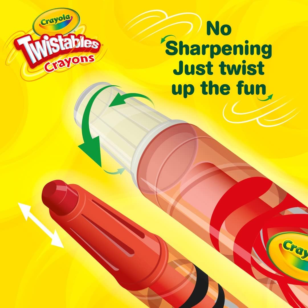 Crayola Twistables Crayons for Kids (24ct) School Supplies for Toddlers, Less Mess Coloring, Gifts for Boys & Girls, Ages 3, 4, 5
