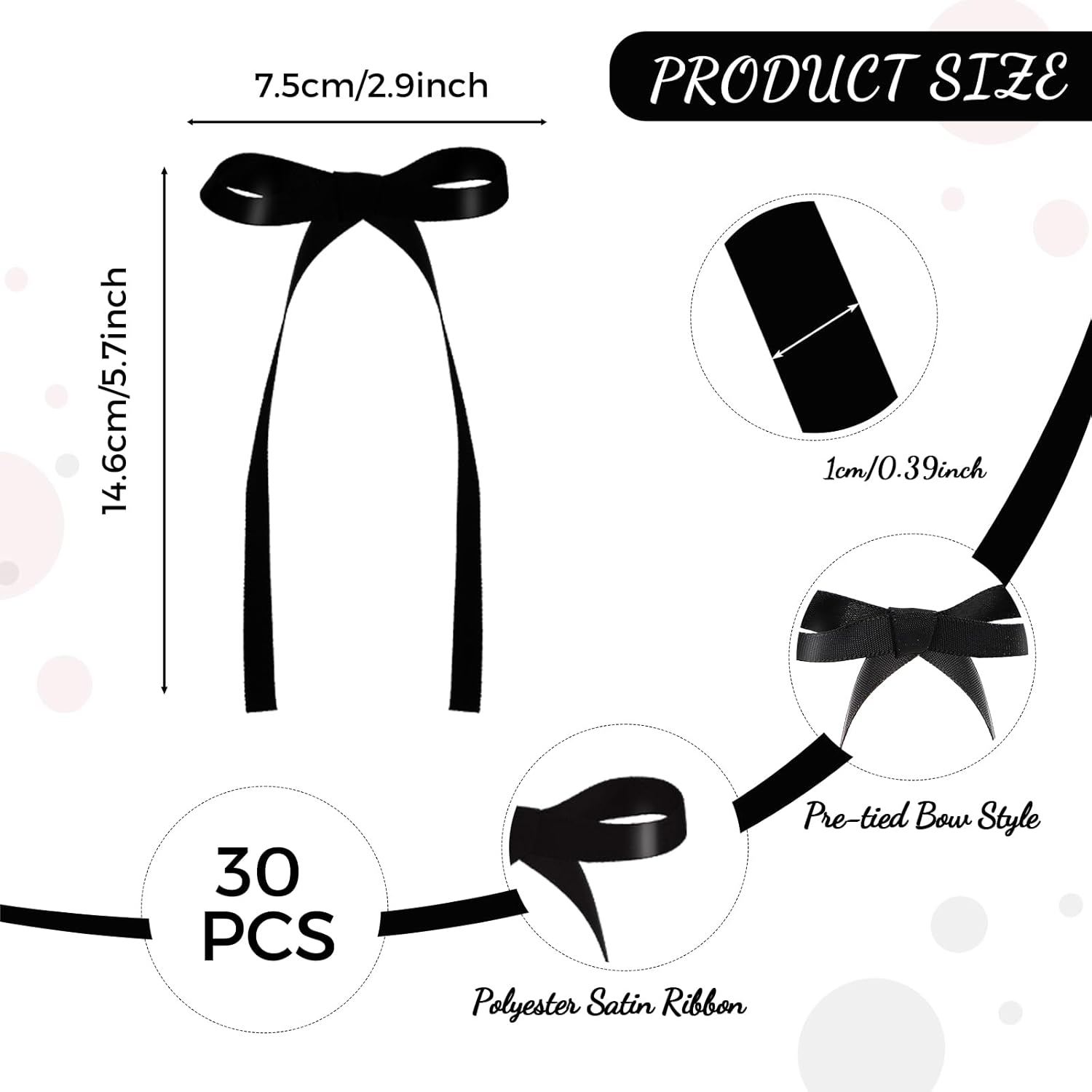30 Pack Bow Cake Toppers Black Ribbon Bows for Cake Coquette Themed Bow Cupcake Toppers Graduation Decoration Bow Birthday Decorations for Baby Shower, Wedding, Engagement, Bachelorette Party