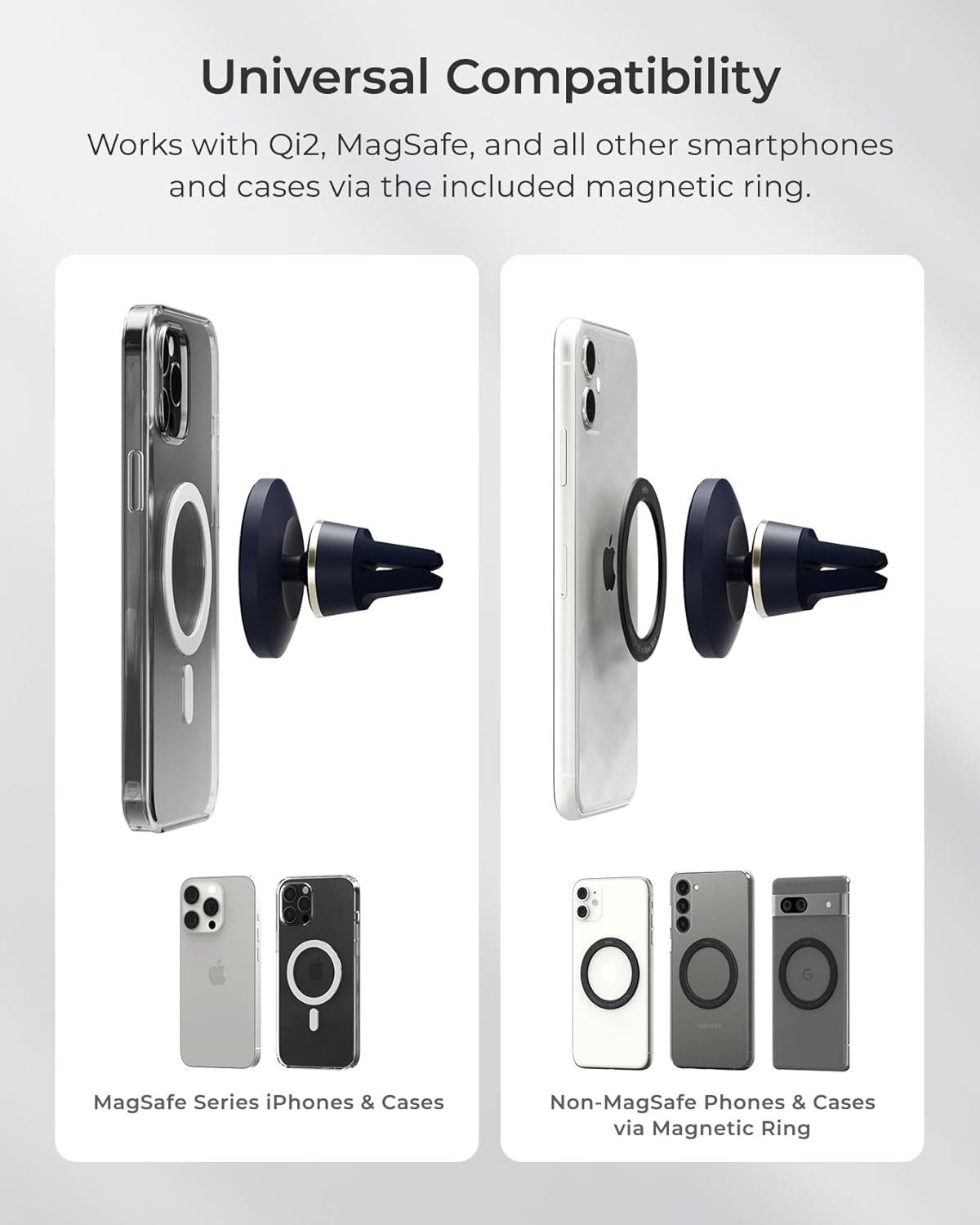 iOttie Velox MagSafe Compatible Air Vent Car Phone Holder. Unversal Magnetic Car Phone Mount for iPhone 12/13/14/15/16/17 Series & Android Phones via Included Magnetic Ring Adapter