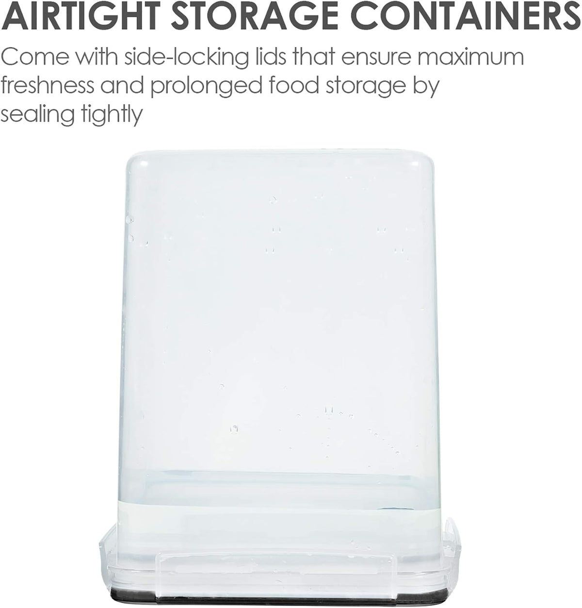 Vtopmart 4 PCS Large Food Storage Containers 5.2L / 175oz, 4 Pieces BPA Free Plastic Airtight Canisters for Flour, Sugar, Baking Supplies, Rice with Lids, 4 Measuring Cups and 24 Labels, Black