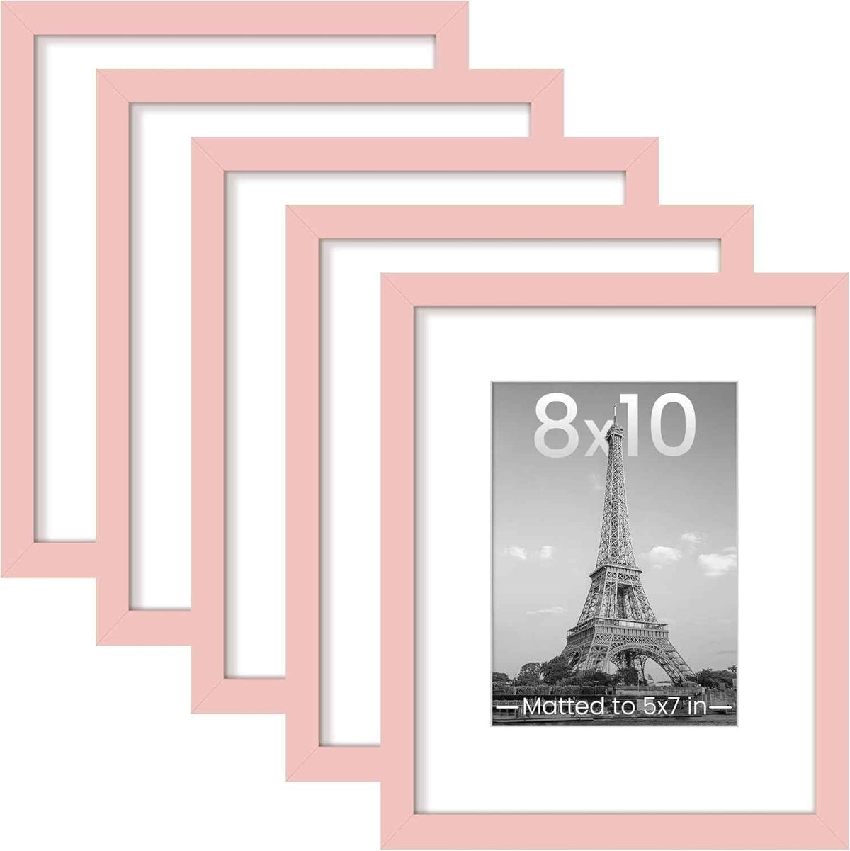 upsimples 11x14 Picture Frame Set of 5, Display Pictures 8x10 with Mat or 11x14 Without Mat, Wall Gallery Photo Frames, Black