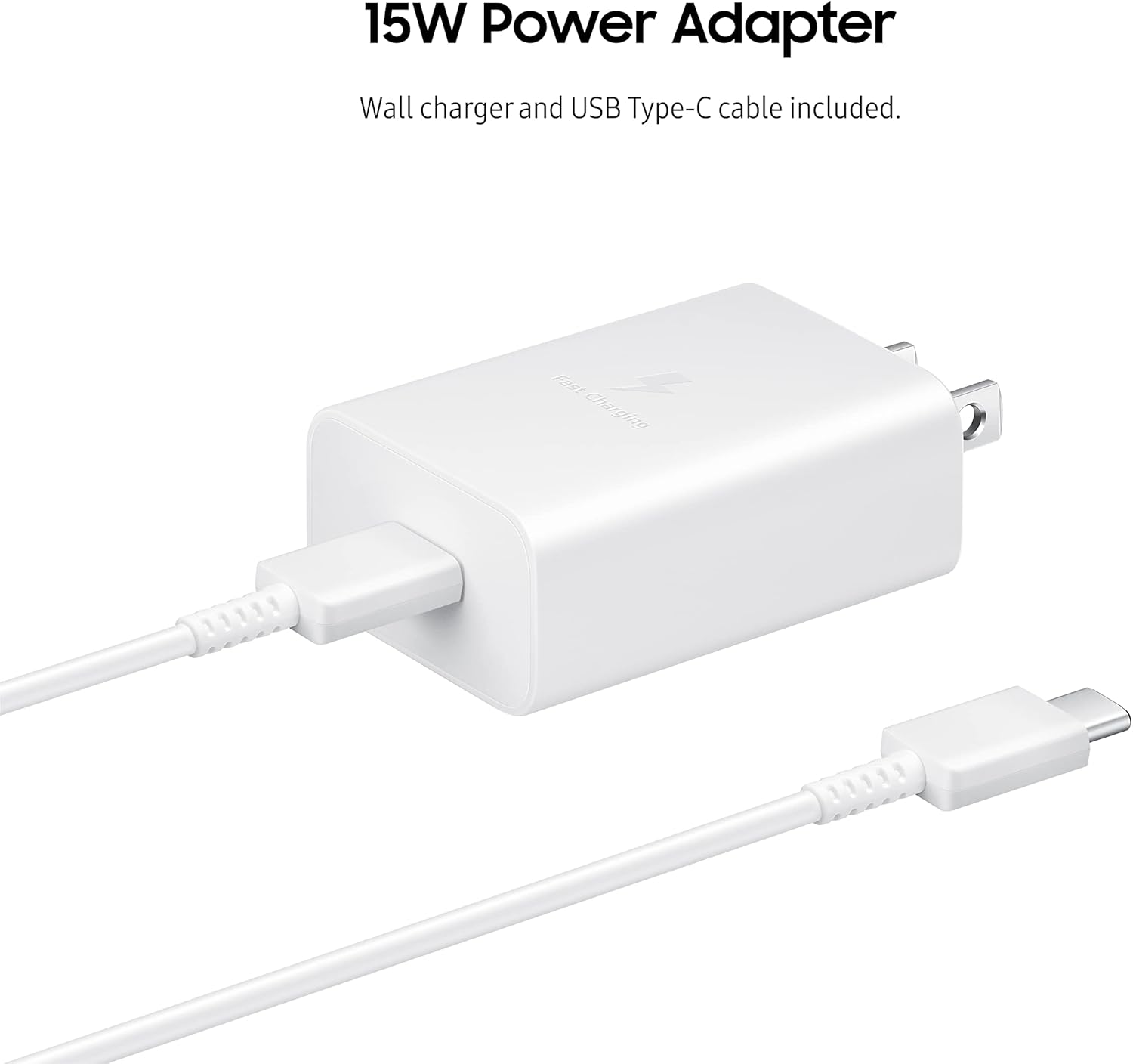 SAMSUNG 15W Wall Charger Type C (USB-C Cable Included), White