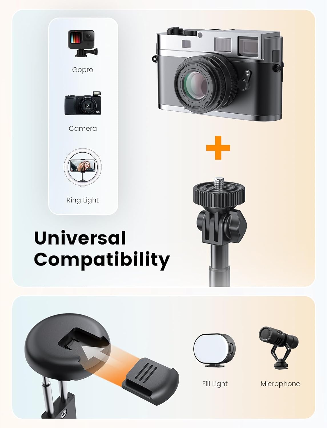 ANXRE 67.7" Selfie Stick Tripod with Light, NT99 Extendable Tripod Stand with Remote for Camera Phone Filming Vlogging, Travel Phone Tripod Compatible with Phone Camera Gopro