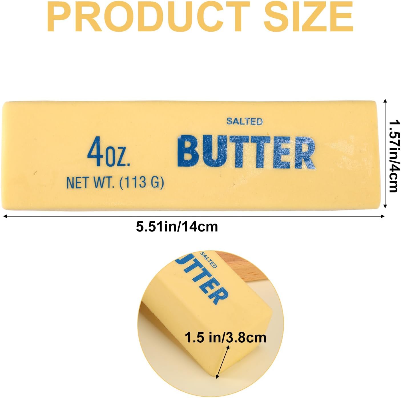 Lyreh 1pcs Squeeze Butter Squishy Toy, PU Material Butter Stick Slow Rising Squeeze Food Fidget Toy for Office School (Light Yellow)