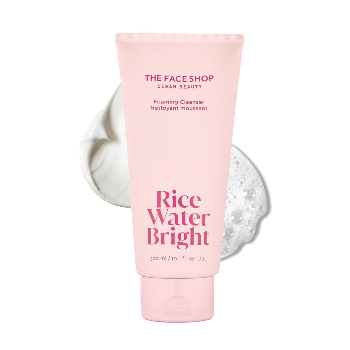 The Face Shop Rice Water Bright Foaming Facial Cleanser with Ceramide, Gentle, Hydrating, Moisturizing, Vegan, Korean Skincare for All Skin Types, 300ml