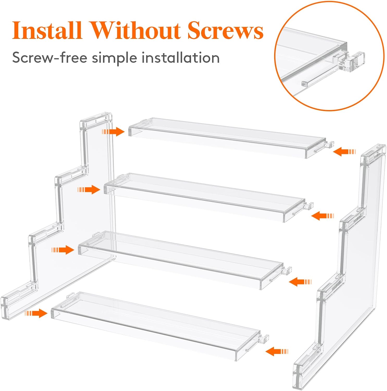 Lifewit 4 Tier Perfume Stand Organizer for Women, Plastic Display Riser, Tool-Free Assembly, Fragrance Makeup Cosmetics Shelf for Vanity Bedroom Bathroom Storage Organization, Clear, 9 Inch, 1 Pcs
