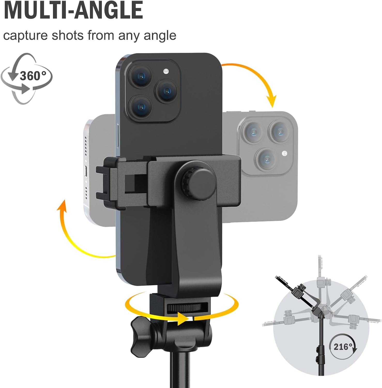 Liphisy 64” Tripod for Cell Phone & Camera, Phone Tripod with Remote and Phone Holder, Sturdy & Stable Height Adjustable Multi-Angle Shot Selfie Stick Tripod for Video Recording