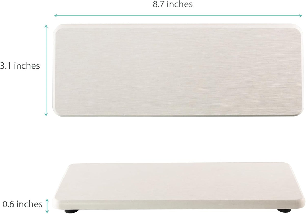 White Diatomite Trays for Kitchen and Bathroom, 3.15" W x 8.7" L, 2 PCS