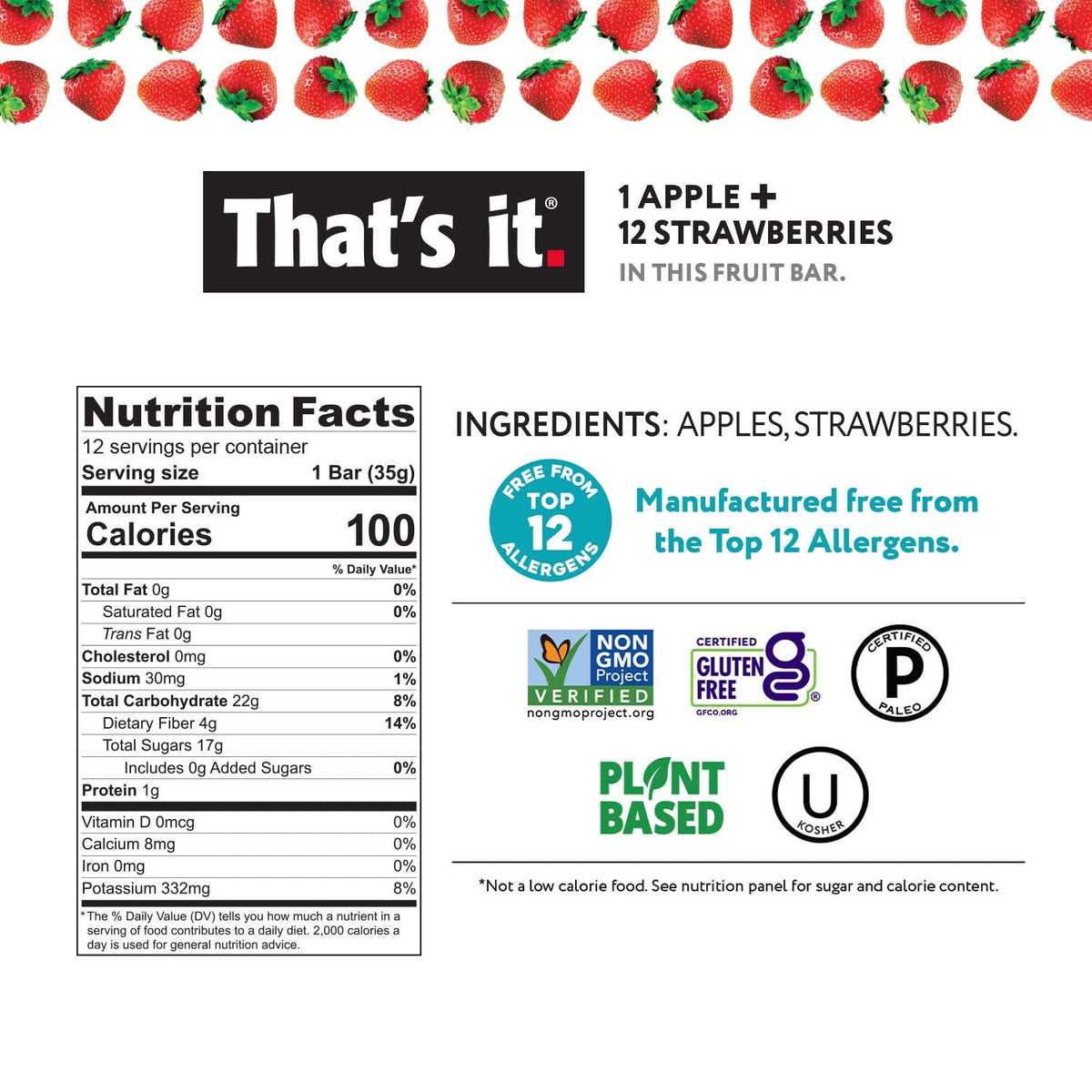 That's it. Variety Pack 100% Natural Real Fruit Bars, High Fiber Vegan Gluten Free Healthy Snacks for Adults & Paleo Children, Non GMO, No Added Sugar