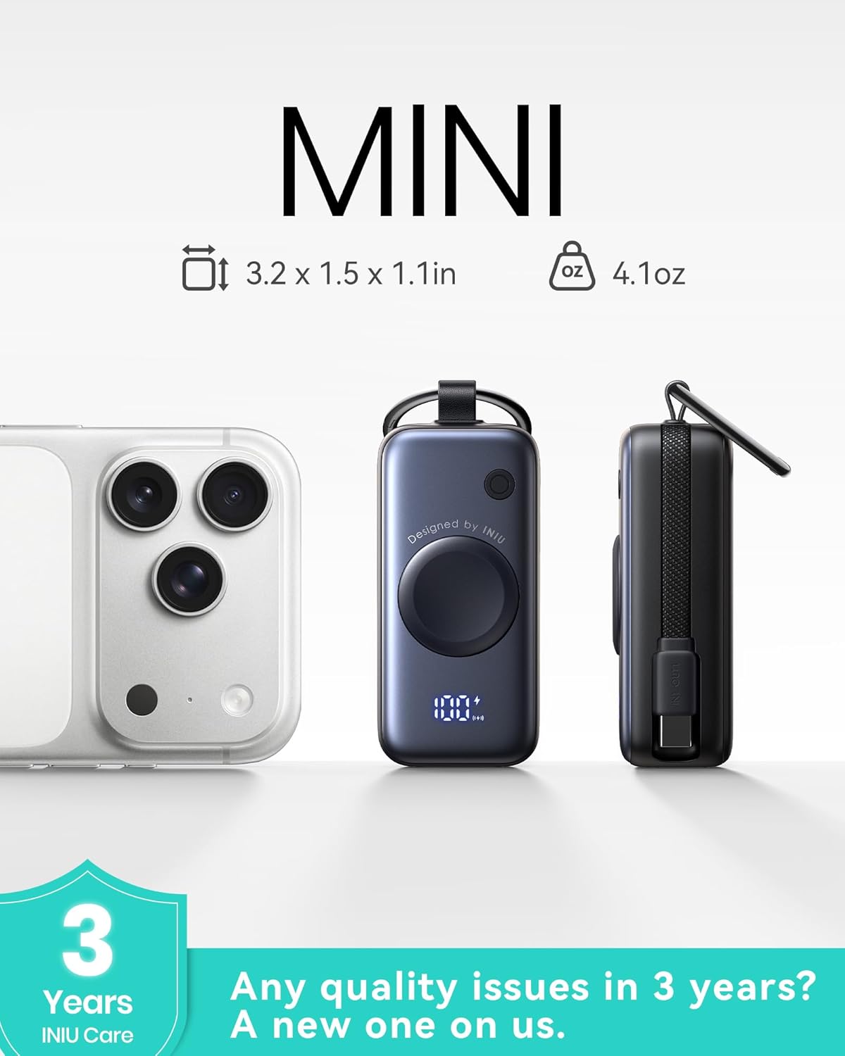 INIU SnapGo Mini Portable Charger, Power Bank for Apple Watch and iPhone, 5000mAh 20W PD Fast Charging Flight-Safe Travel Essential Battery Pack for Apple Watch Ultra 11 10 9 8 SE, iPhone Air 17 16 15
