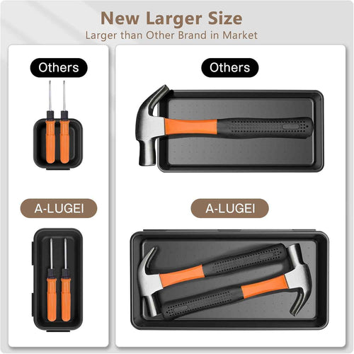 【More Larger Size】A-LUGEI【69Pcs】【5 Size】 Tool Box Organizer Tray Divider Set, 【Black】 Desk Drawer Organizer, Garage Organization and Storage Toolbox for Rolling Tool Chest Cart Cabinet WorkBench Parts