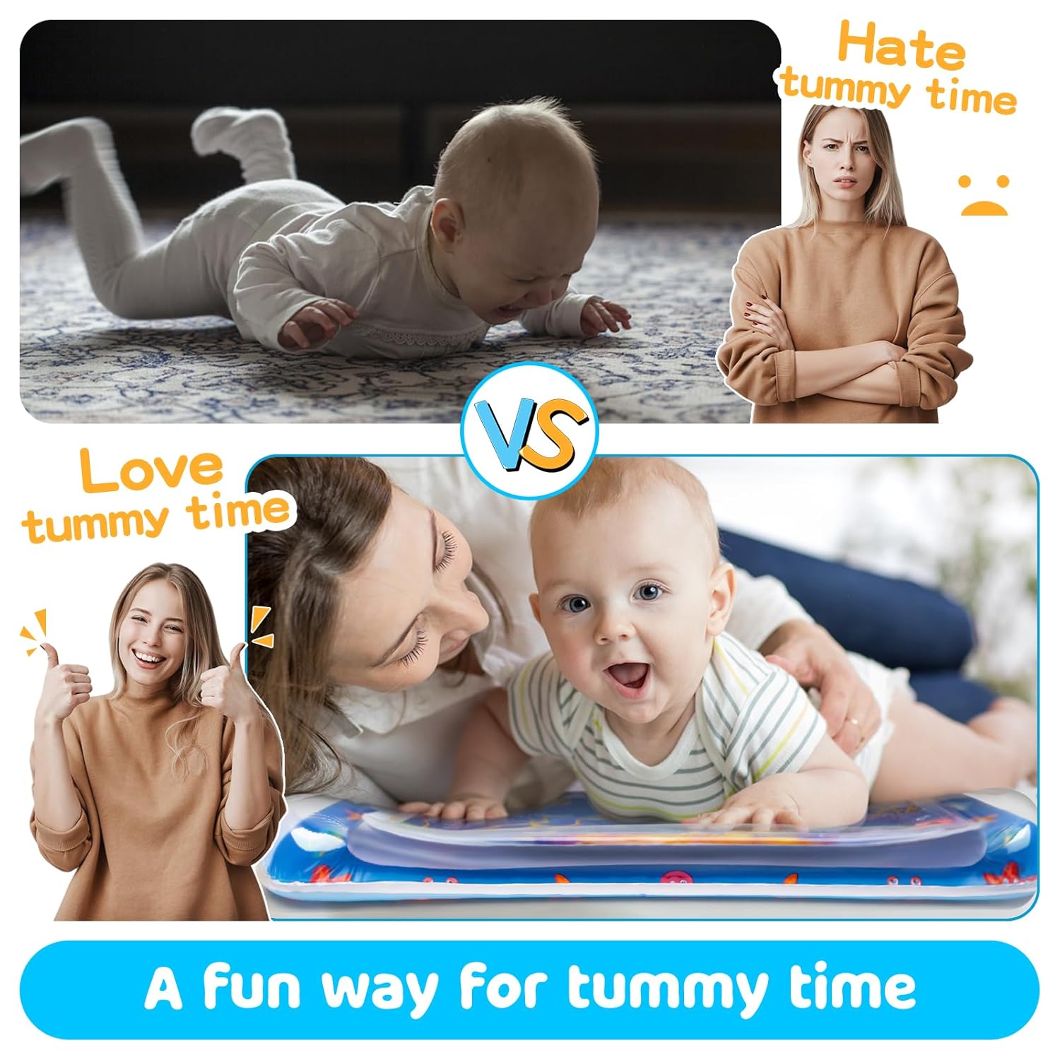 Tummy Time Water Mat丨Inflatable Tummy Time Water Play Mat for Babies, Infants and Toddlers 3 to 24 Months Promote Development Toys Baby Toys essentials and Gifts