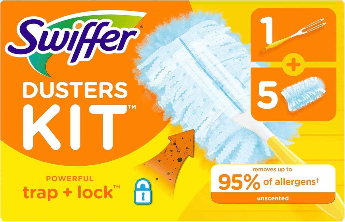 Swiffer Dusters Starter Kit, Kit Includes 1 Handle and 5 Dusters