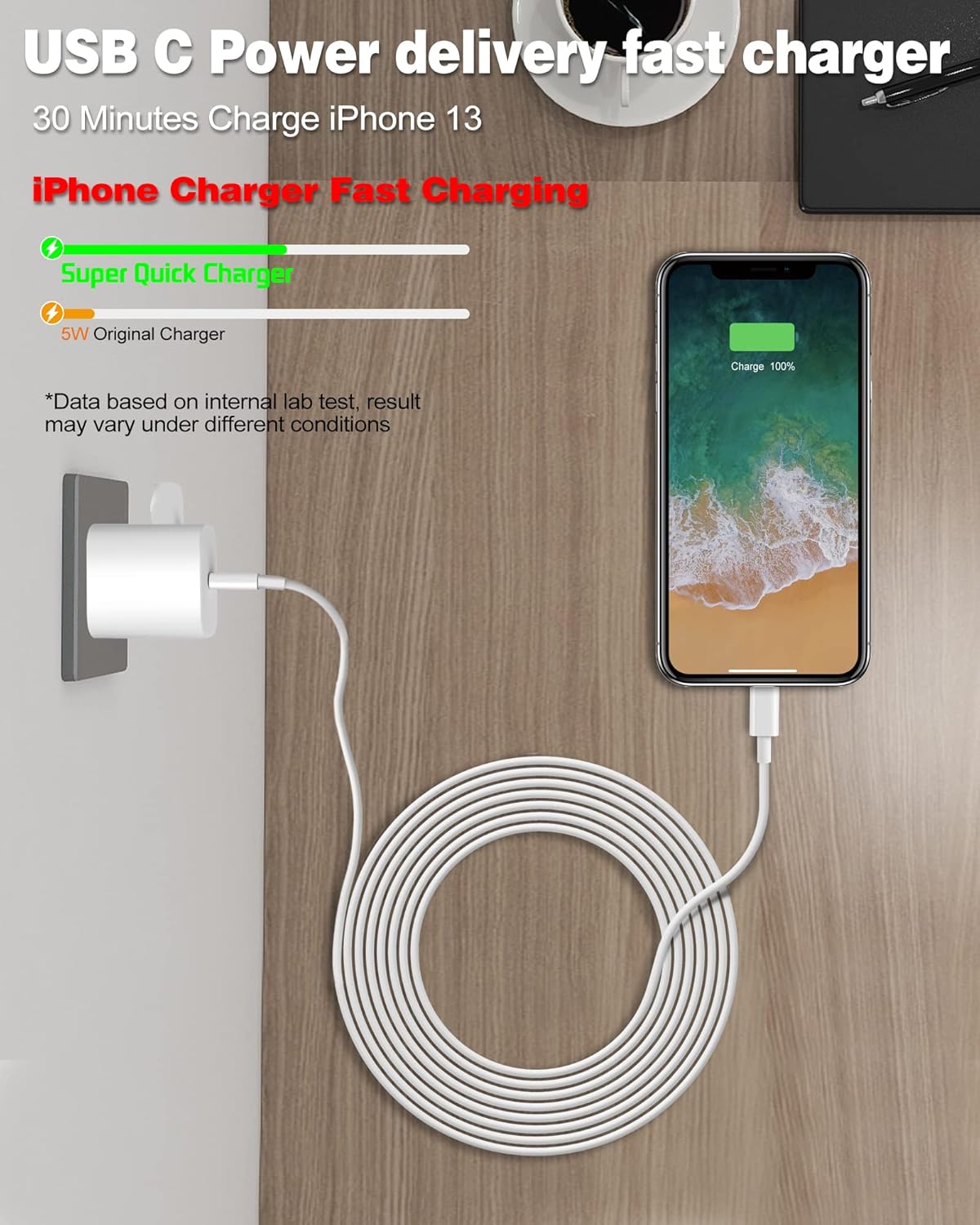iPhone Fast Charger,Apple Charger Super Quick iPhone Charger Fast Charging,2Pack 10FT Long Type-C to Lightning Cable Cord USB C Wall Charger Block Adapter for iPhone 14 13 12 11/13Pro Max/12Mini/XS/XR