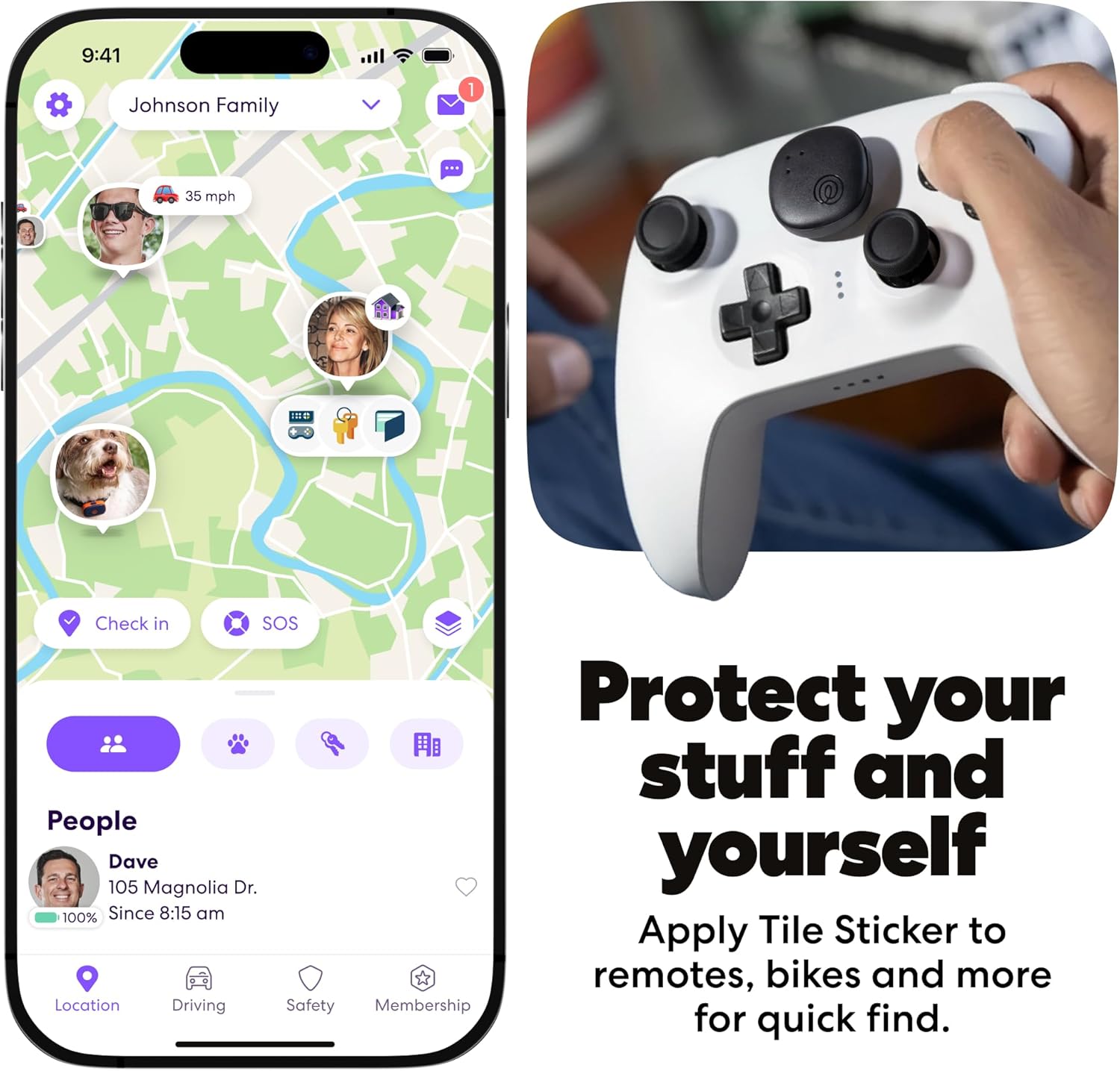 Life360 Tile Sticker - Small Bluetooth Tracker, Remote Finder and Item Locator for Bikes, Glasses and More. Both iOS and Android Compatible. Phone Finder. 1-Pack (Black)
