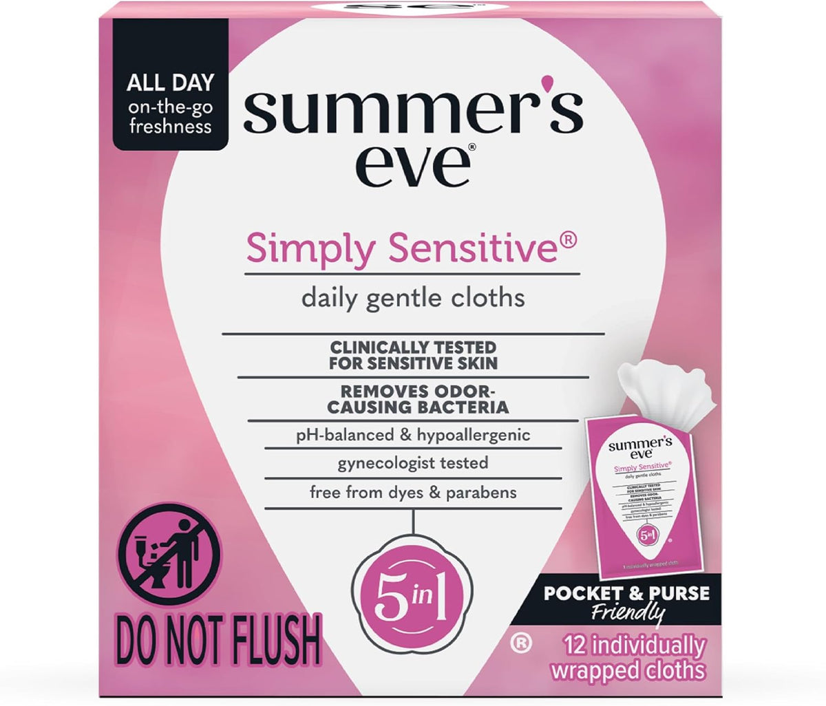 Summer's Eve 12-count Ultimate Odor Protection Daily Feminine Wipes with pH-balanced boric acid formula
