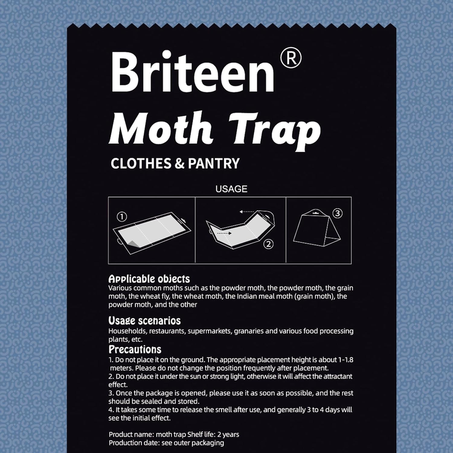 10 Pack Pantry Moth Traps Safe and Effective for Food and Clothing- Glue Traps with Pheromones for Wool Closet Carpet Food and Cupboard