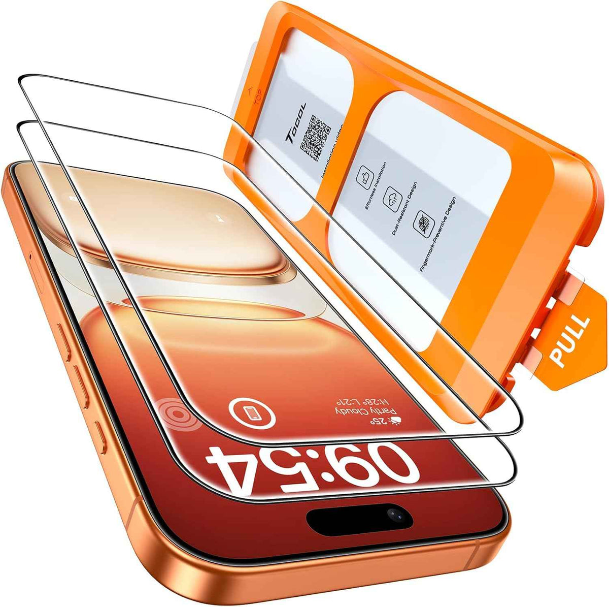 TOCOL for iPhone 17 Screen Protector 6.3 inch 9H Hardness Military Grade Shatterproof HD Tempered Glass for Full Coverage Protection 2 Pack