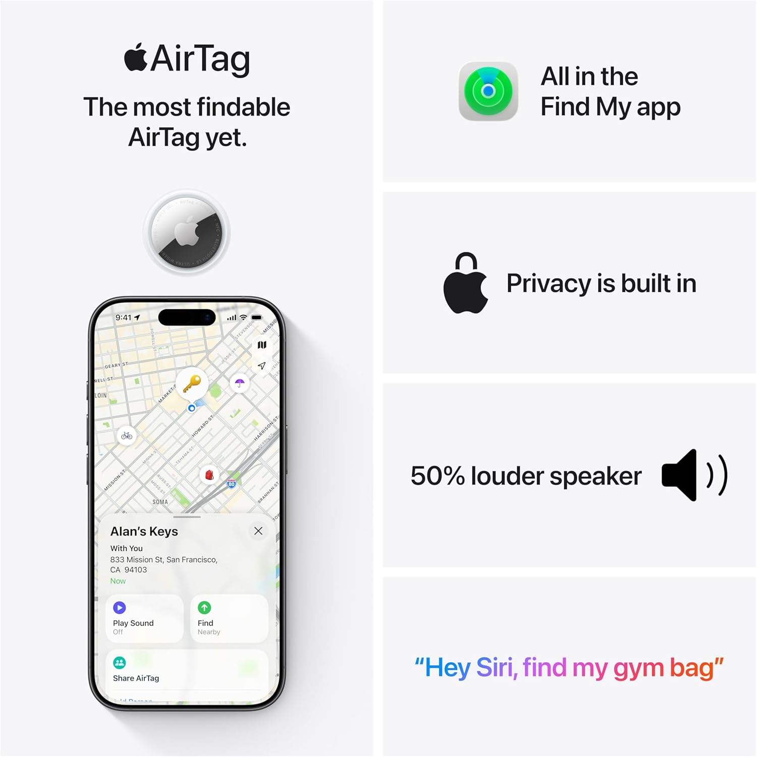 Apple AirTag (2nd Generation): Tracker for Keychain, Wallet, and More; Locator with Sound; Simple One-Tap Setup with iPhone or iPad; Key Finder with up to 1.5X Precision Finding Range*