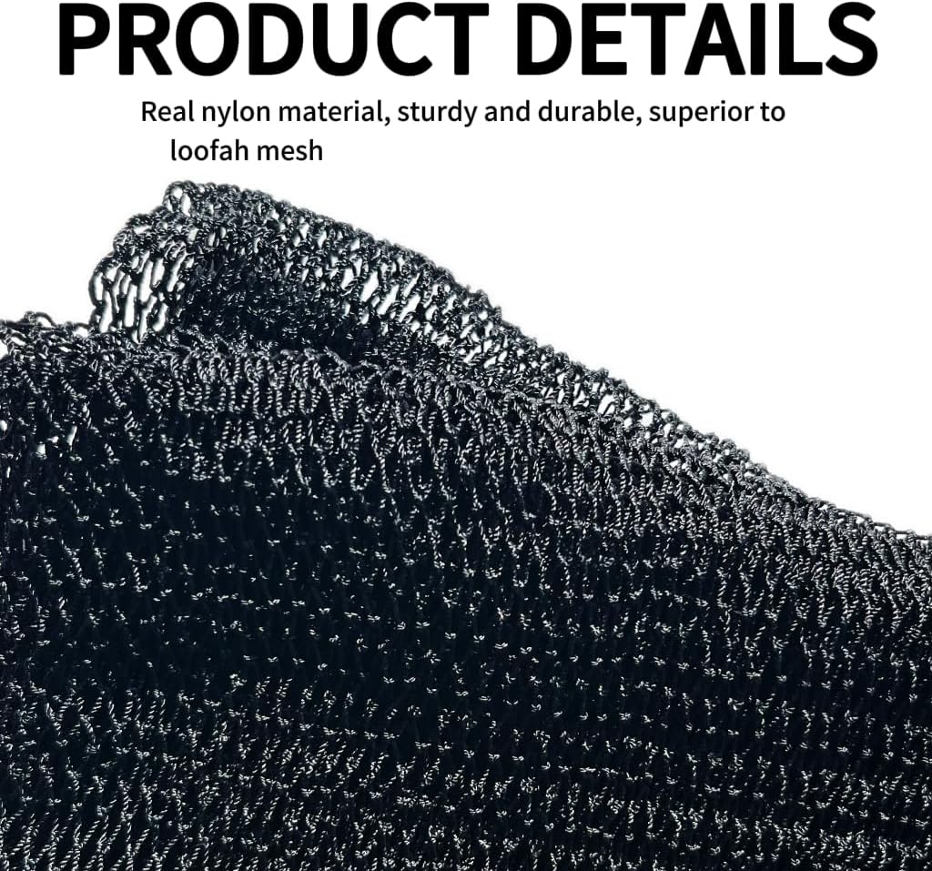 African Net Sponge Authentic, African Exfoliating Sponge Real African Net Black Owned, African Bath Sponge Back Scrubber, Body Exfoliator Shower Bath Accessories (Black)
