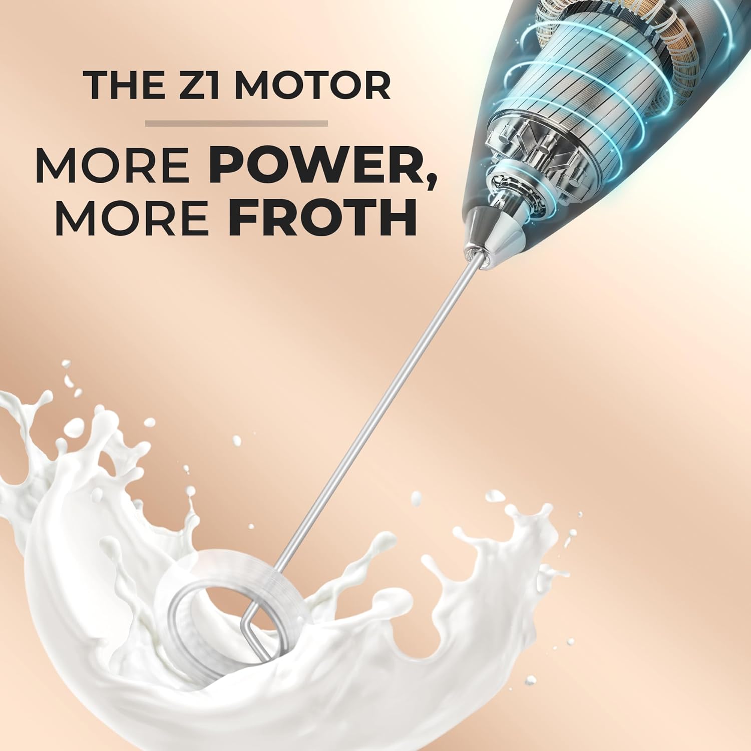 Zulay Kitchen Powerful Milk Frother Wand With 2 Duracell Batteries - Ultra Fast Handheld Drink Mixer - Electric Whisk Foam Maker for Coffee, Lattes, Cappuccino, Matcha, Hot Chocolate & Creamer - Black