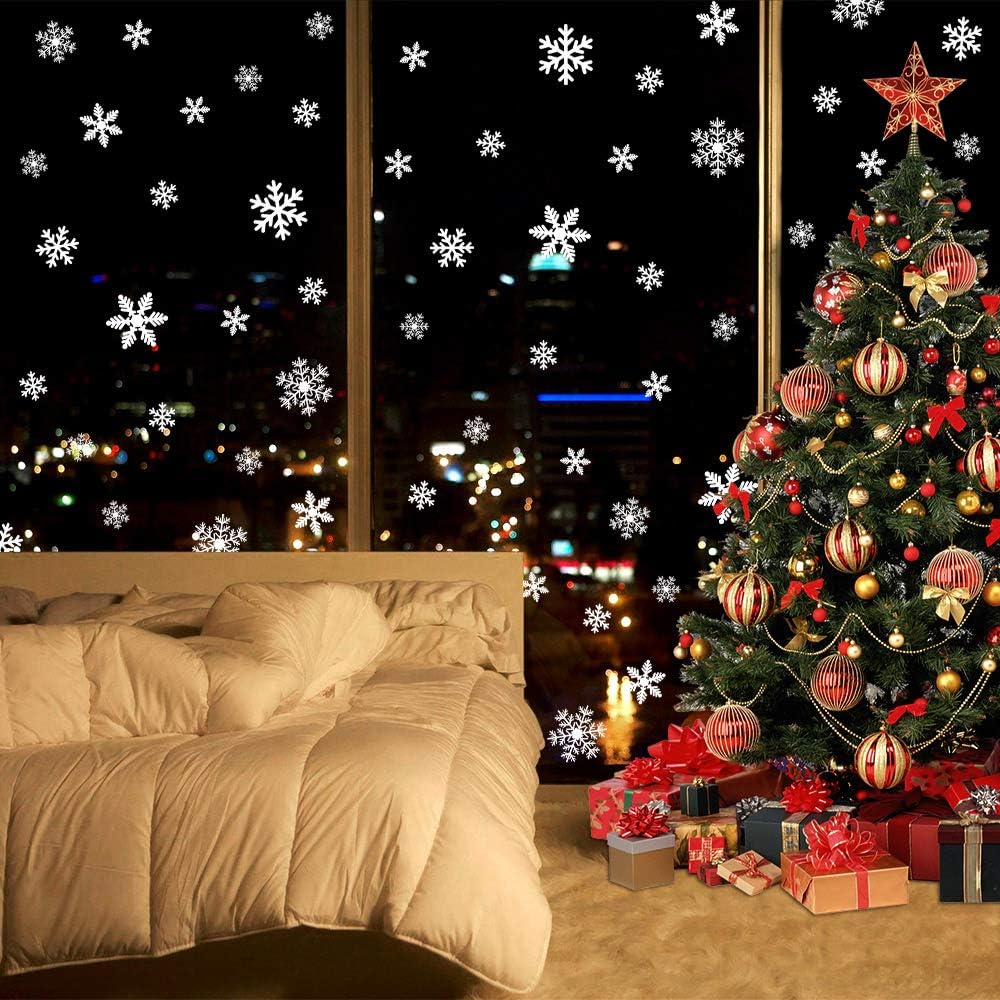 Christmas Snowflake Window Clings | 135pcs Static Decals Décor
