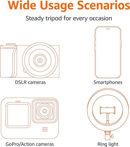 Amazon Basics 64-inch Extendable Tripod for iPhones and Smartphones, Selfie Stick Mode and Phone Tripod Mode, Black