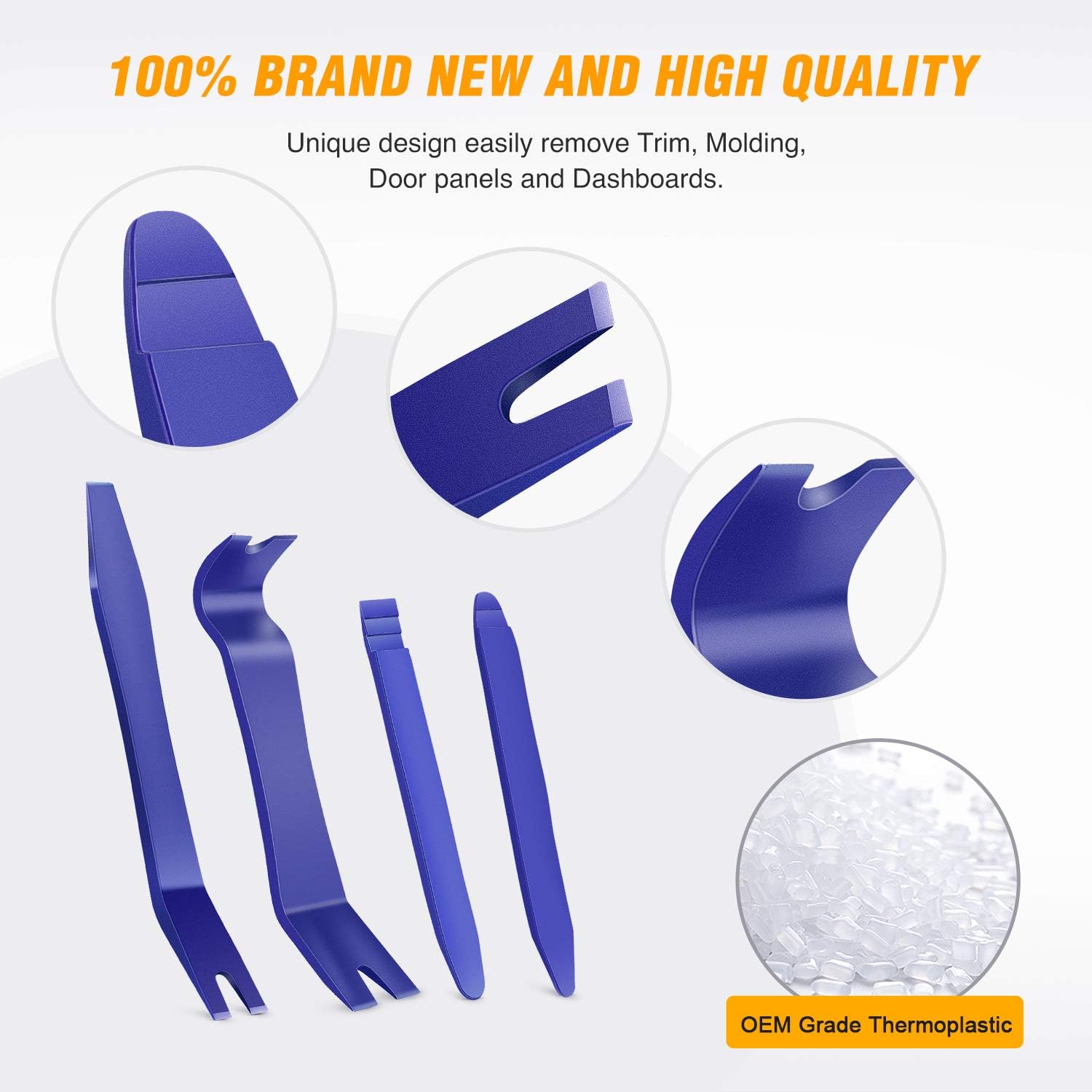 GOOACC 5PCS Auto Trim Removal Tool Kit No-Scratch Pry Tool Kit for Car Door Clip Panel & Audio DasHBoard Dismantle -5PCS