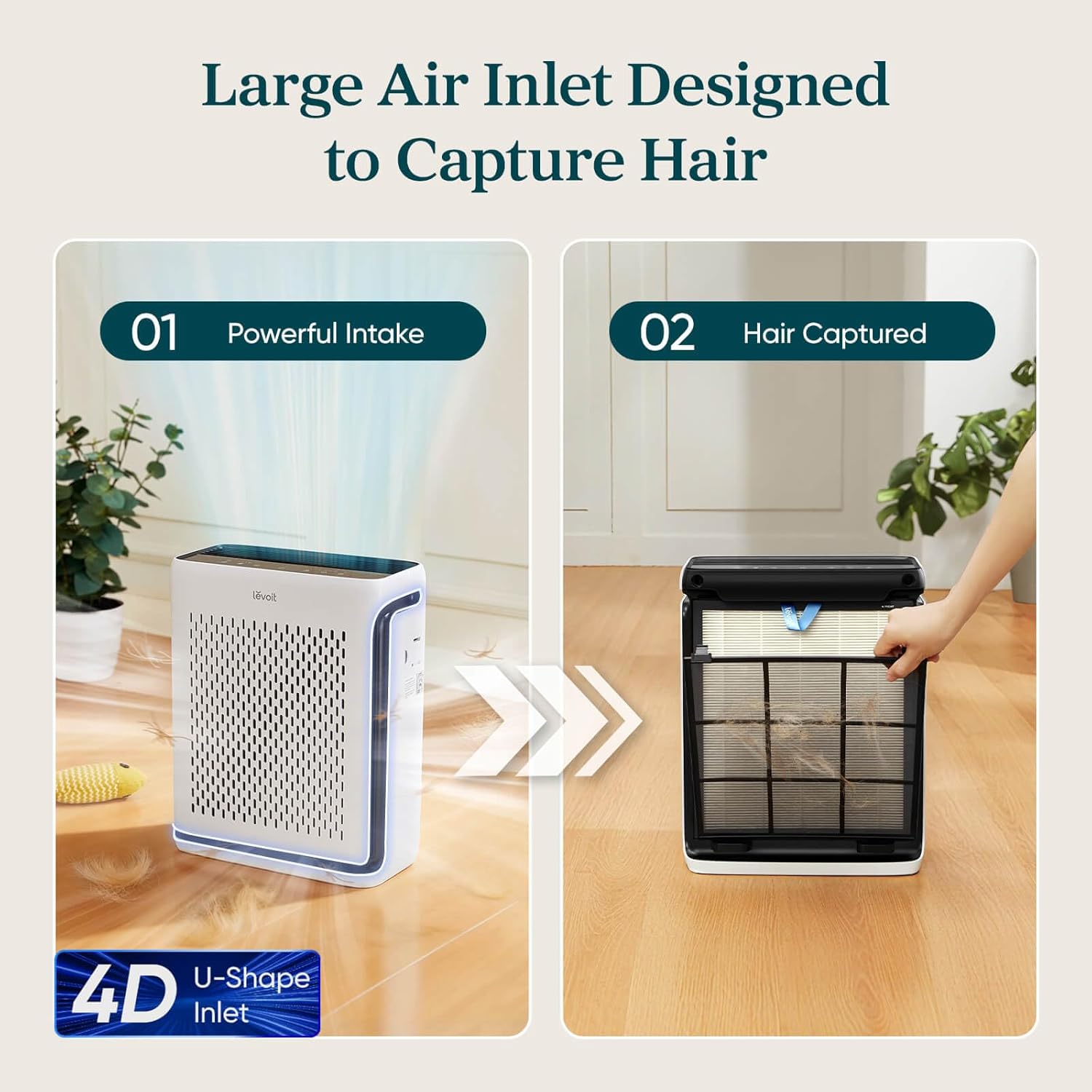 LEVOIT Air Purifier for Home Large Room Up to 1073Ft² with Air Quality Monitor, AHAM VERIFIDE, Smart WiFi, Washable Pre-Filter, HEPA Sleep Mode for Pets, Allergies, Dust, Pollen, Vital 100S-P, White