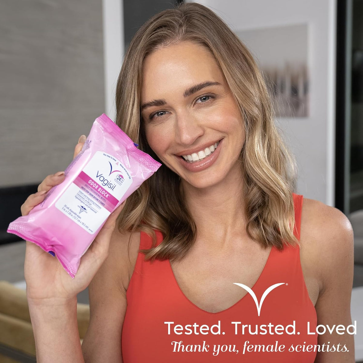 Vagisil odor block daily freshening wipes for feminine hygiene in resealable pouch, hypoallergenic, gynecologist tested, 20 wipes pack of 3