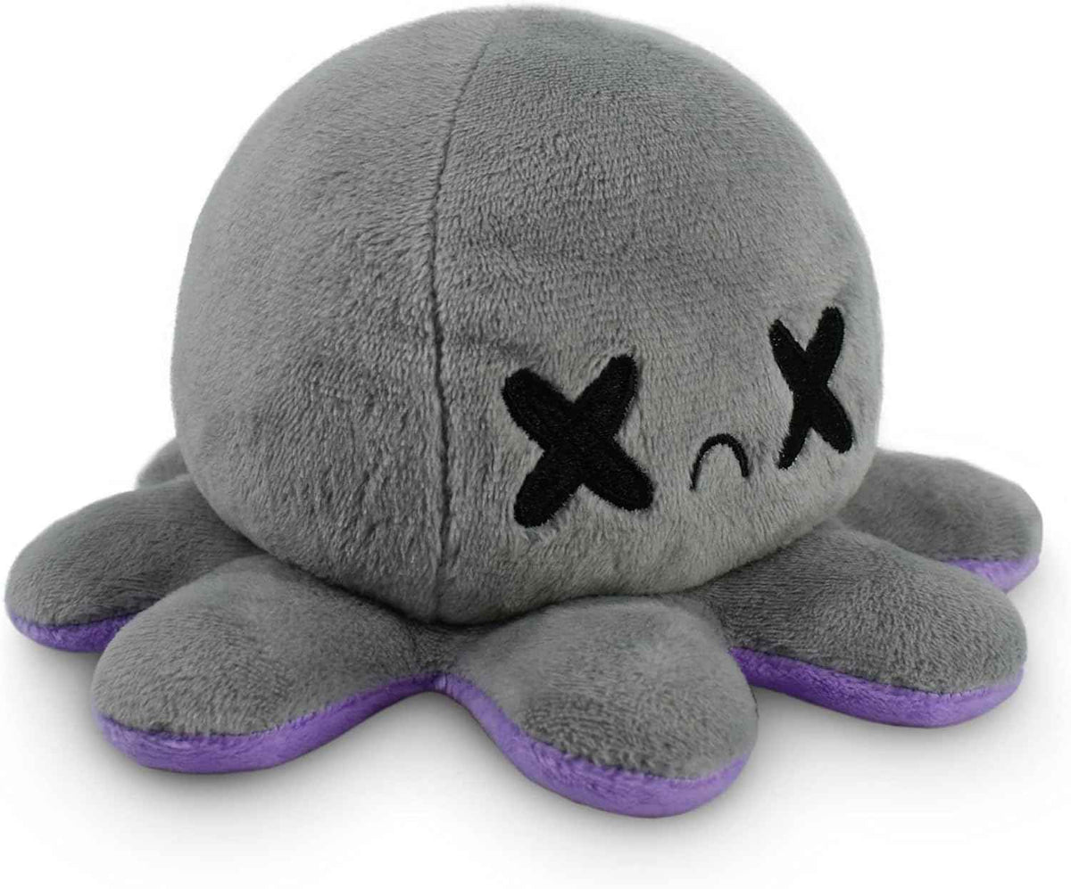 TeeTurtle Reversible Octopus Plushie - 4-Inch Pink + Aqua Two-Sided Flip Plush Toy with Embroidered Details - Cute Mini Collectible Plush for Kids, Teens, and Adults