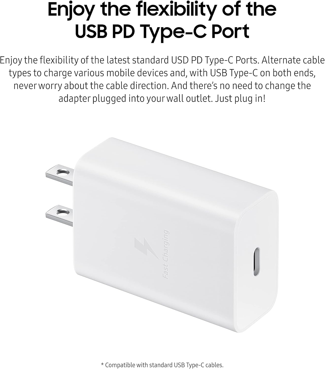 SAMSUNG 15W Wall Charger Type C (USB-C Cable Included), White