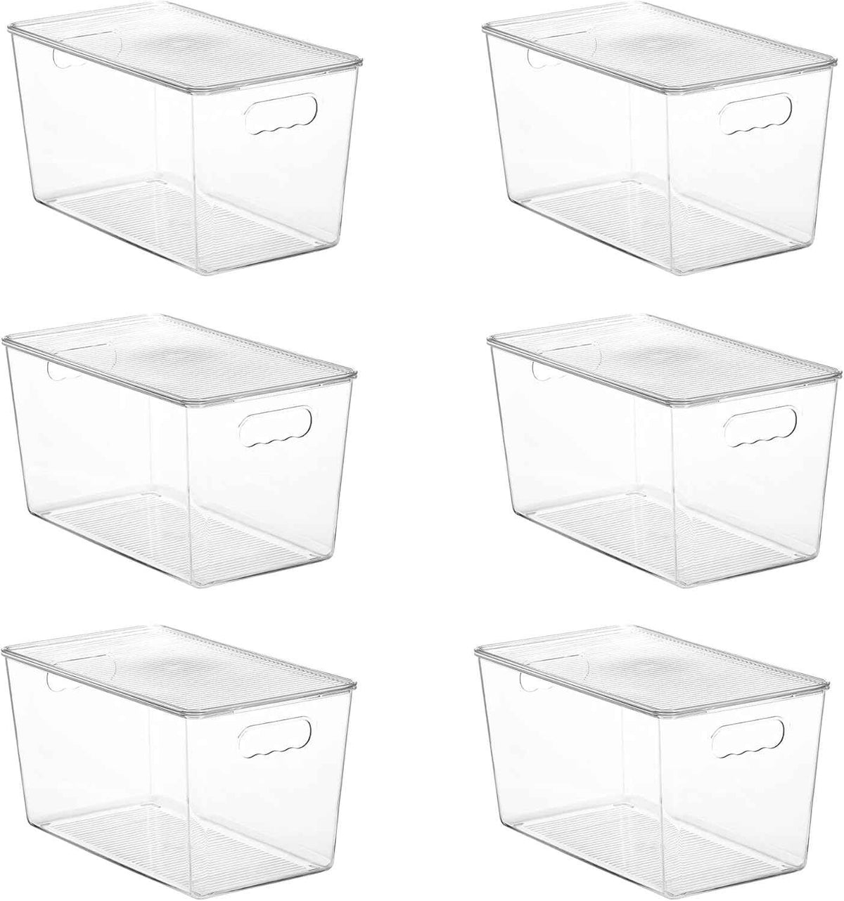 Vtopmart 6 Pack Clear Stackable Storage Bins with Lids, Medium Plastic Containers with Handle for Pantry Organizer and Storage,Perfect for Kitchen,Fridge,Cabinet, Closet,Bathroom Organization