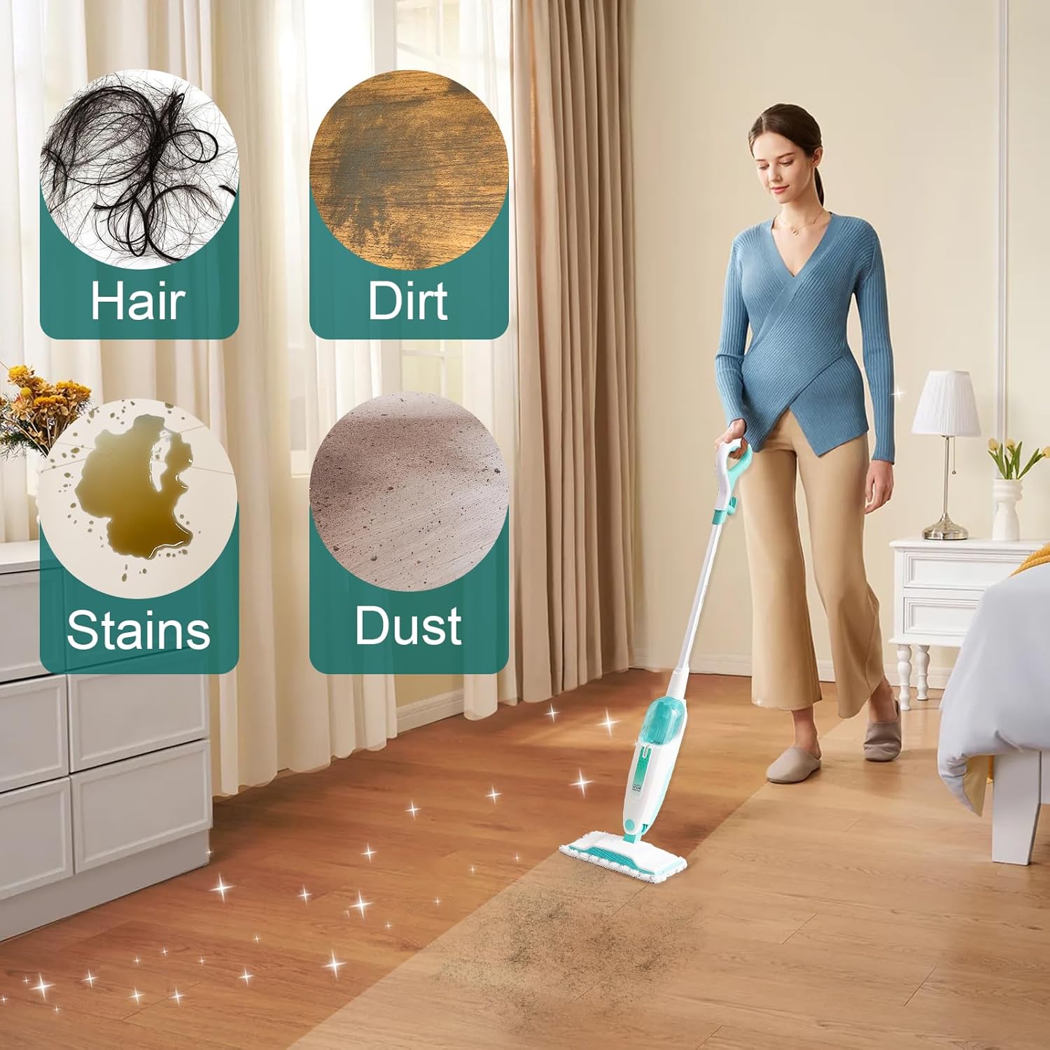 6 Pack Steam Mop Replacement Pads Compatible with Shark Steam Mops S1000/S1000A/S1000C/S1000WM/S1001C, Floor Steamer Pads Washable, Reusable Microfiber Cleaner Pads