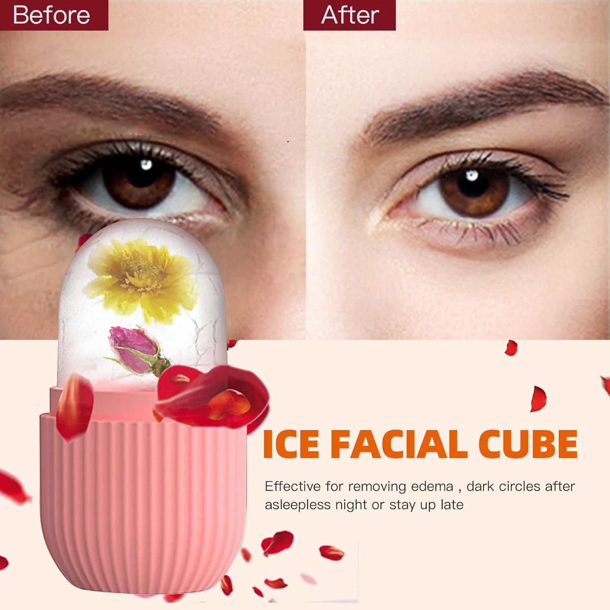 XHJRI Ice Cube Roller Massager for Face, Eyes, and Neck - De-Puffing, Skin Tightening, and Beauty
