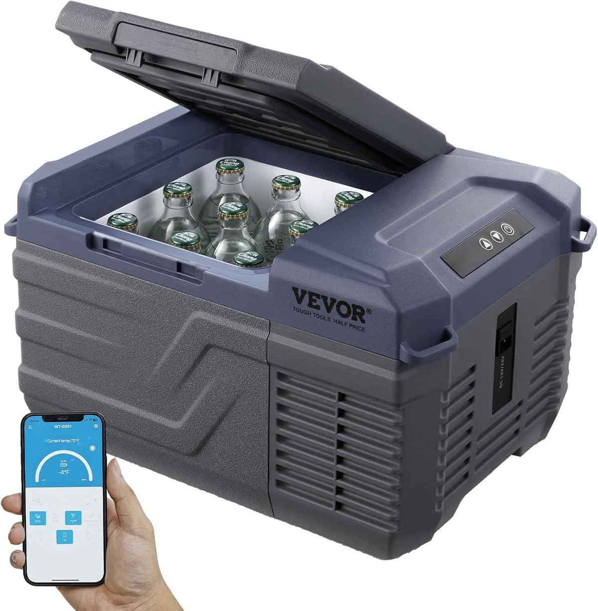 VEVOR Car Refrigerator, 12 Volt Car Refrigerator Fridge, 9 L Single Zone Portable Freezer, -4℉-68℉ Adjustable Range, 12/24V DC and 100-240V AC Compressor Cooler for Outdoor, Camping, RV