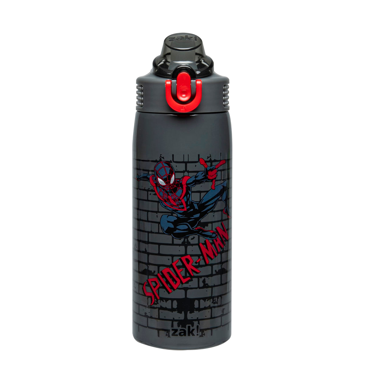 Zak Designs Marvel Spider-Man Sage Kids Water Bottle For School or Travel, 19oz Stainless Steel Water Bottle With Straw, Handle, and Leak-Proof, Pop-Up Spout Cover (Miles Morales)