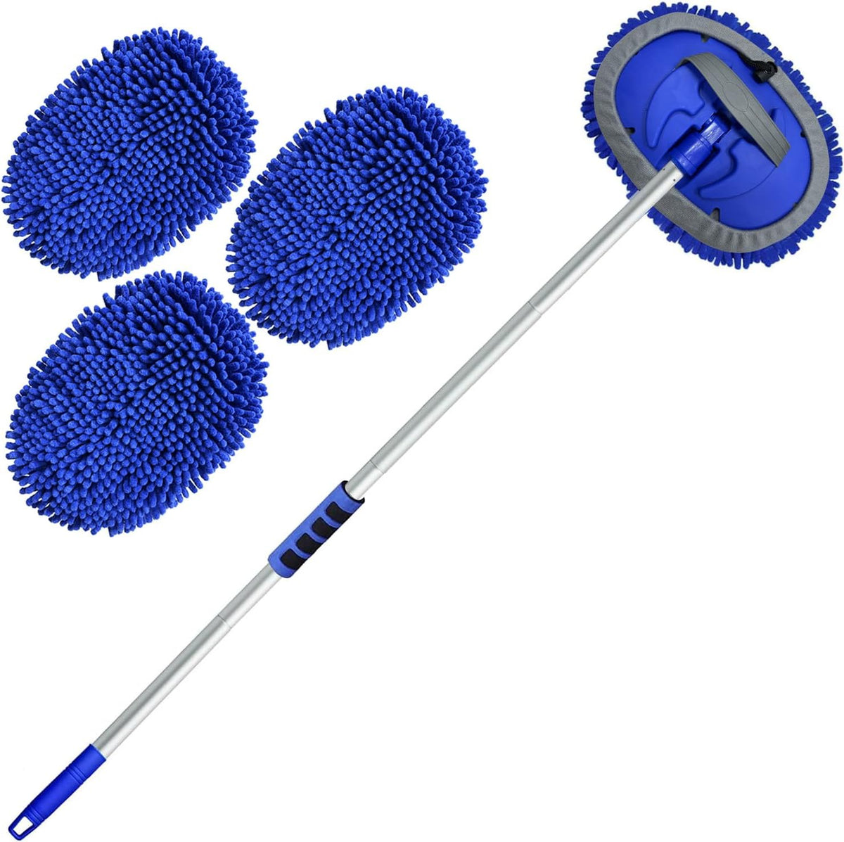 Wontolf 62 inch long handle car wash brush kit with chenille microfiber car wash mop for scratch-free car detailing cleaning