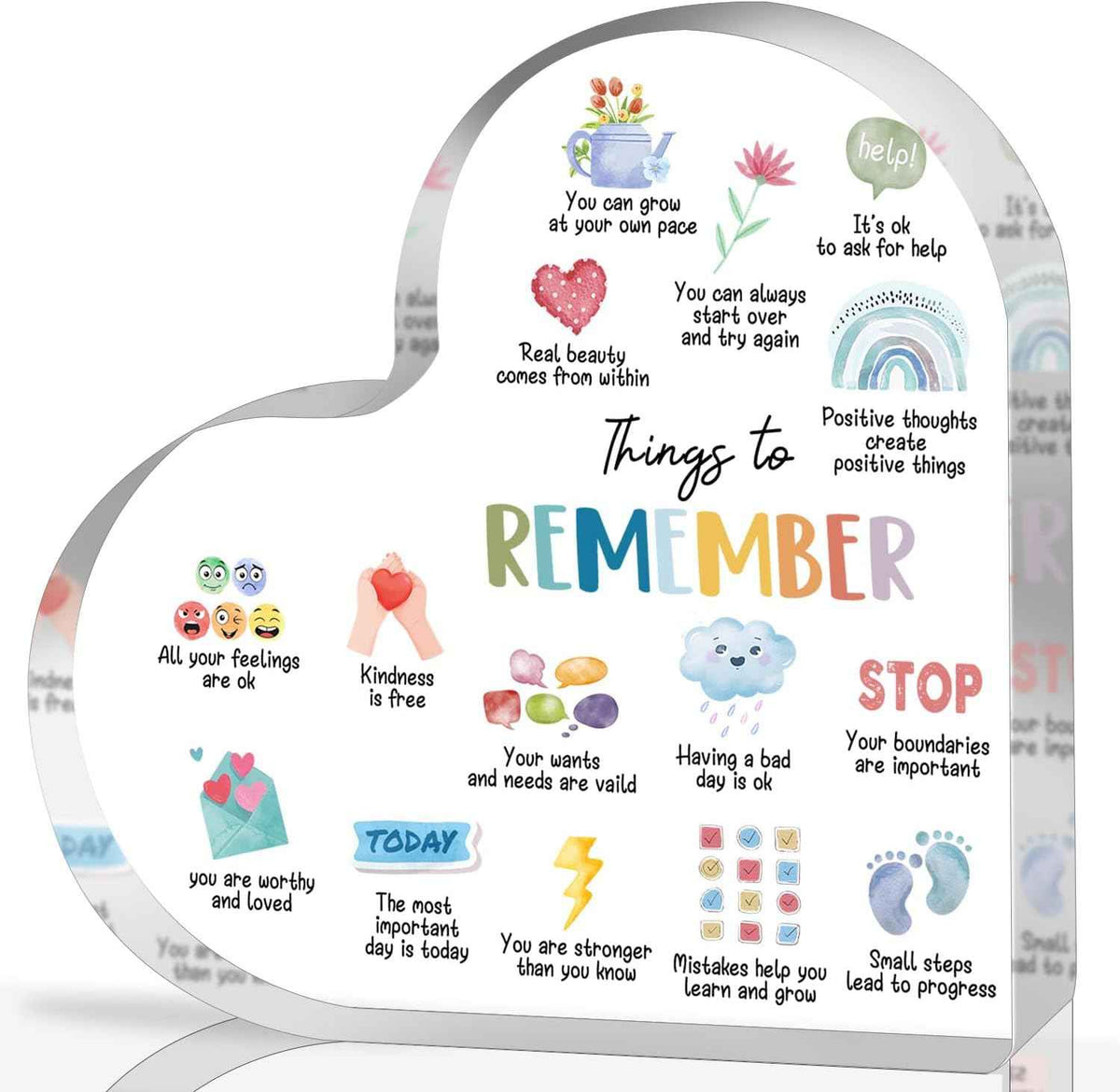 Things I Can Control Mental Health Decor, Acrylic Heart Gifts Mindfulness Decor for Therapy Office , School Counselor Sign Therapist Office Art Decorations for Therapist Office Living Room Bedroom