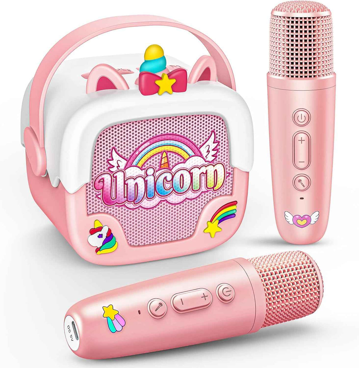 Mini Karaoke Machine for Kids Girls: Unicorn Portable Bluetooth Speakers with 2 Wireless Mic Toys for Girls Age 4-6 7 8 9 Years Old Girl Easter Birthday Gifts for 5 6 7 8 9 10 11 Years Teens Purple