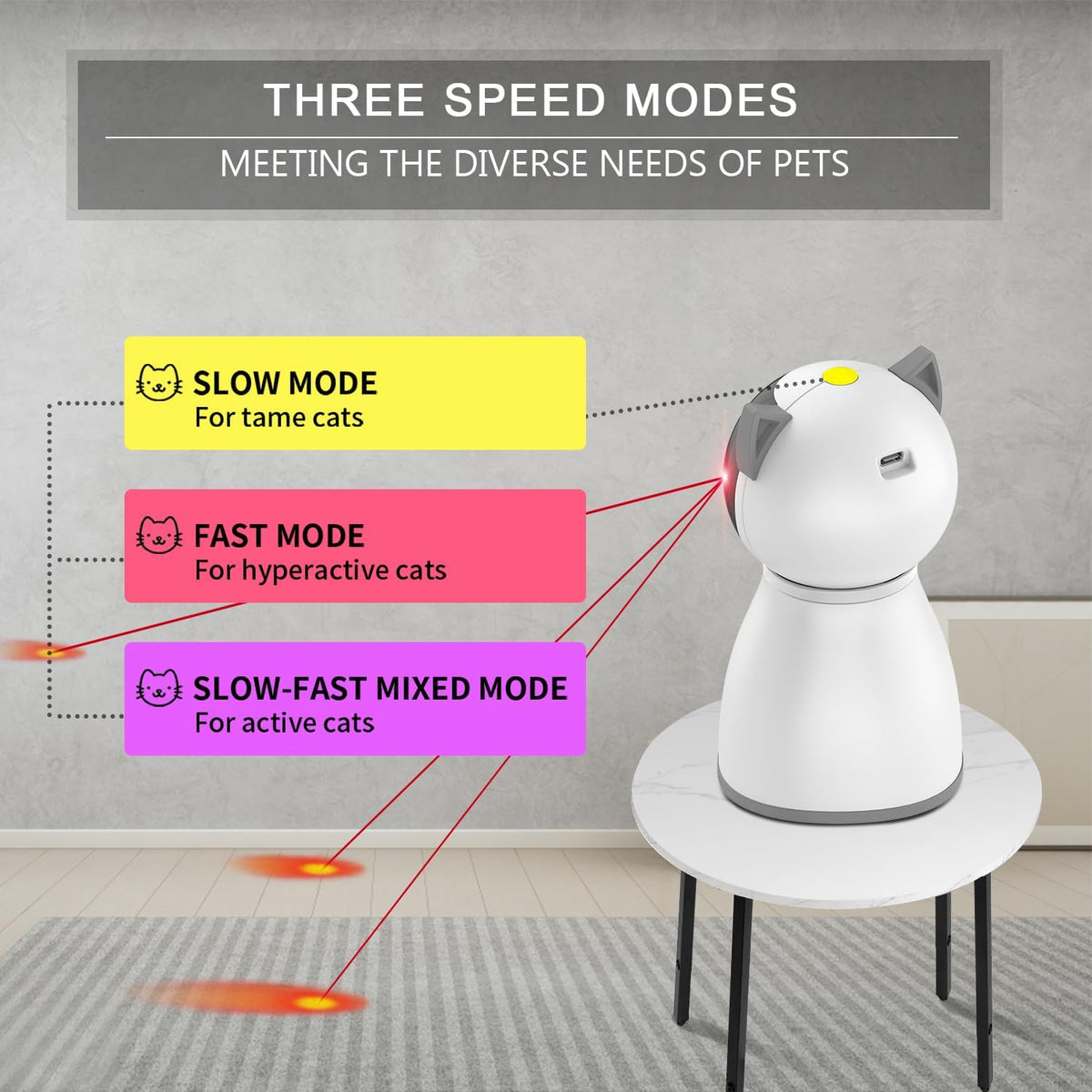 YVE LIFE Laser Cat Toys for Indoor Cats,The 4th Generation Real Random Trajectory Motion Activated Rechargeable Automatic Cat Laser Toy,Interactive Cat Toys for Bored Indoor Adult Cats/Kittens(White)