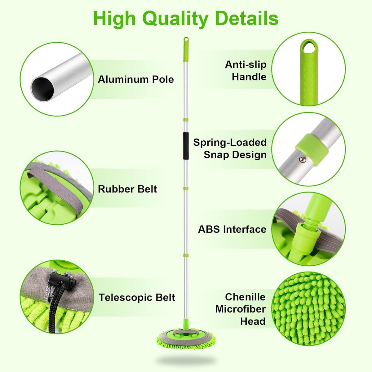 62" Adjustable Length Car Wash Brush Kit with Long Handle Microfiber Car Cleaning Supplies